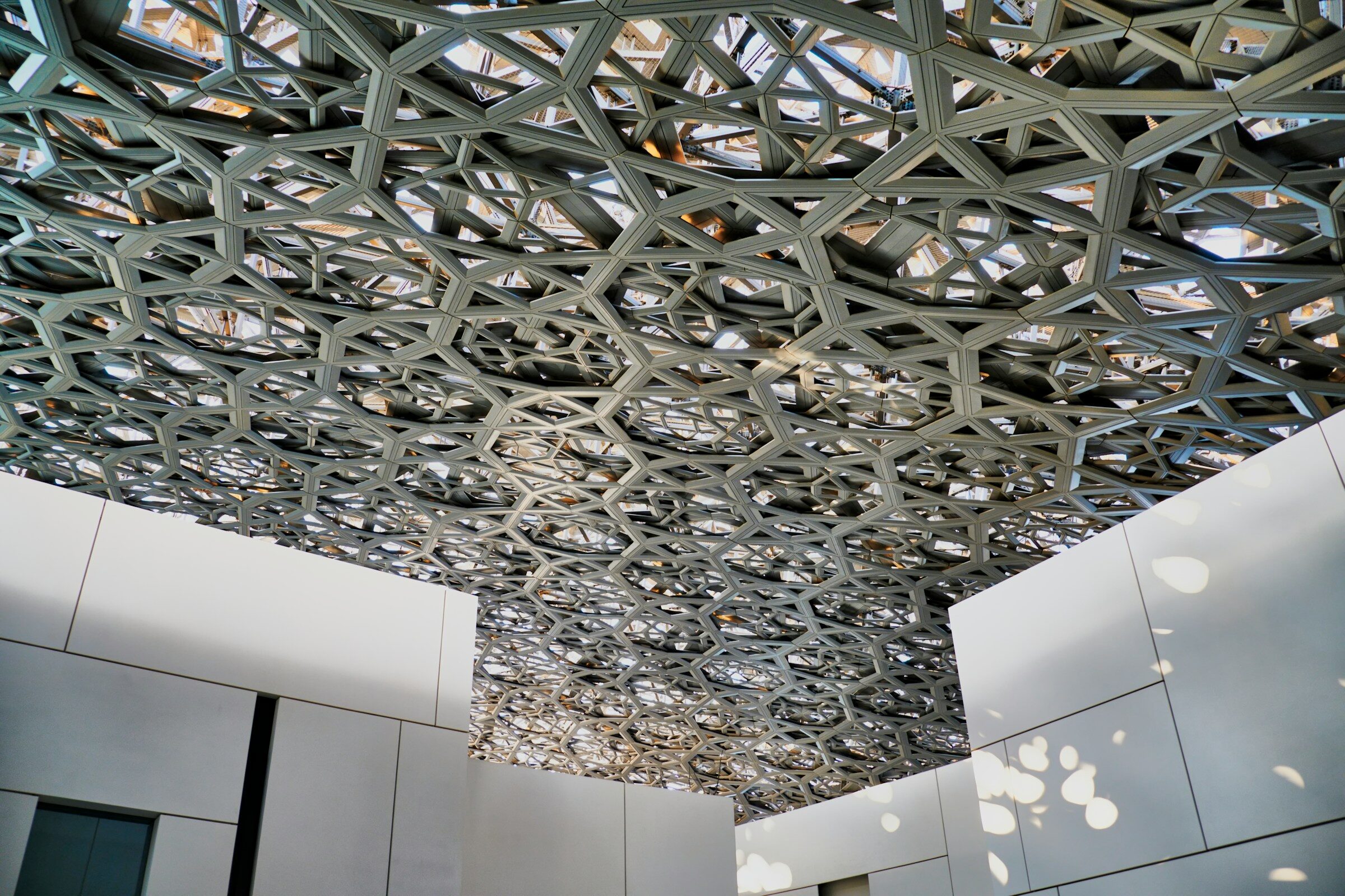 The latticed ceiling of the Louvre Abu Dhabi