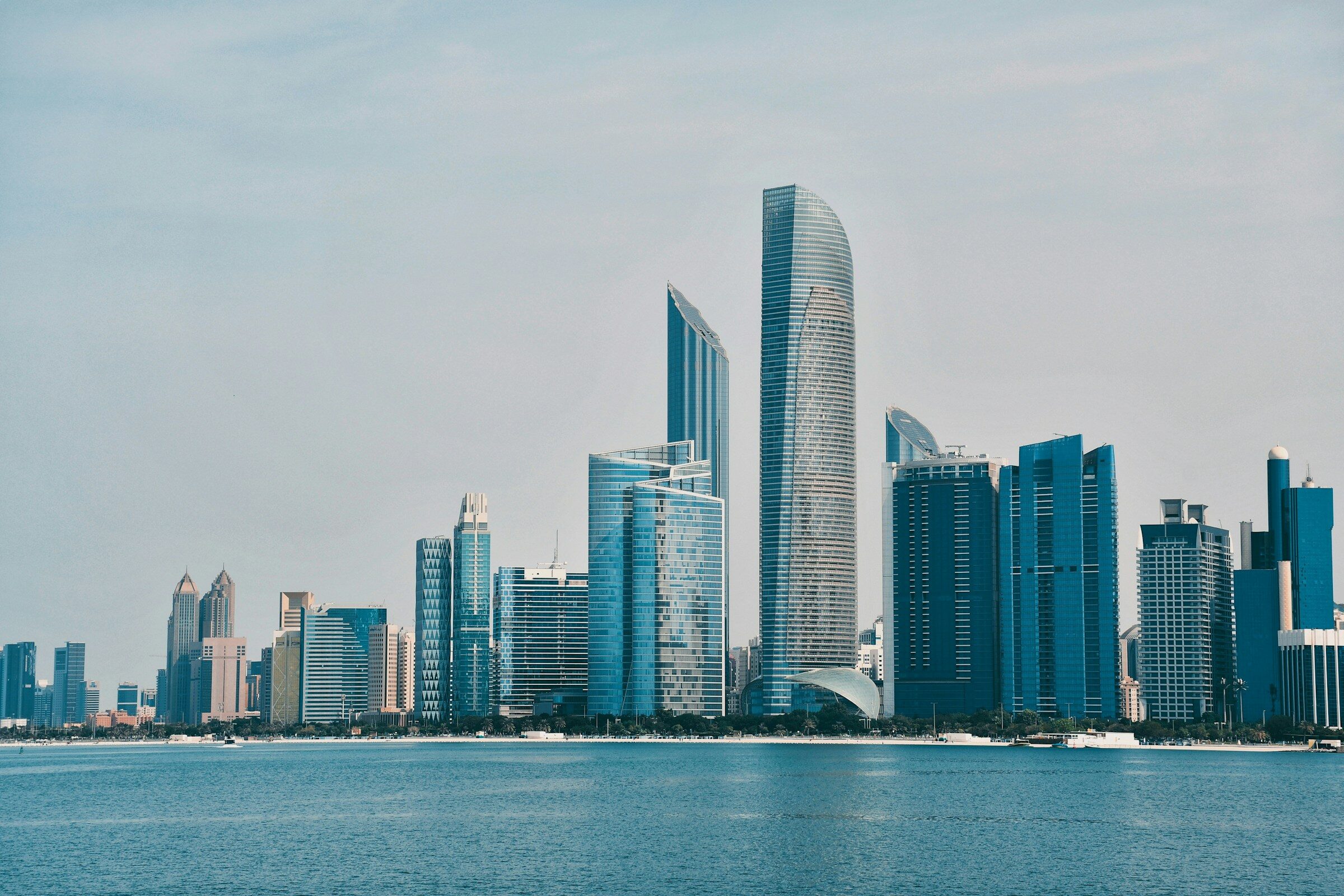 The Abu Dhabi skyline over the Corniche
