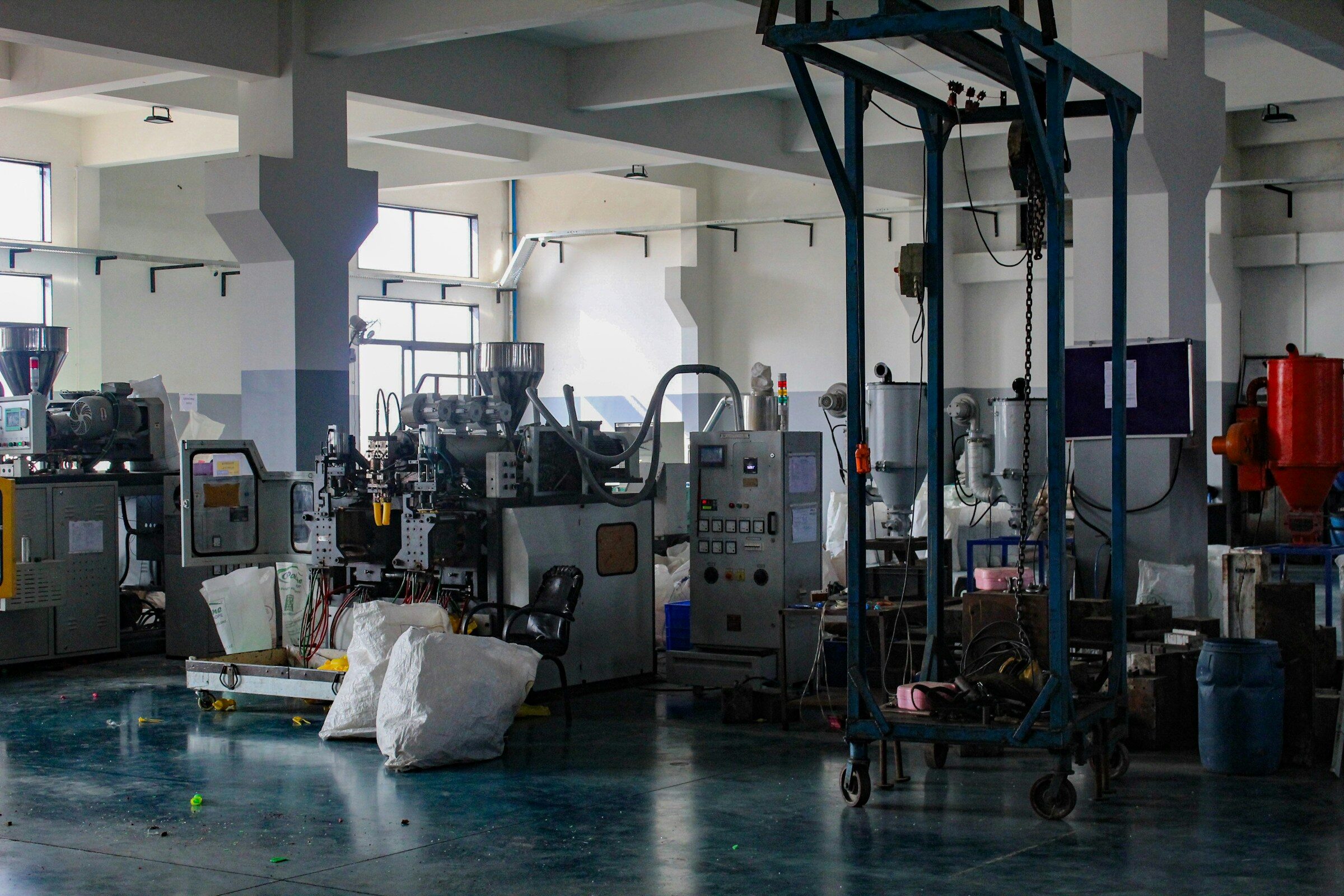 Industrial factory interior with machinery