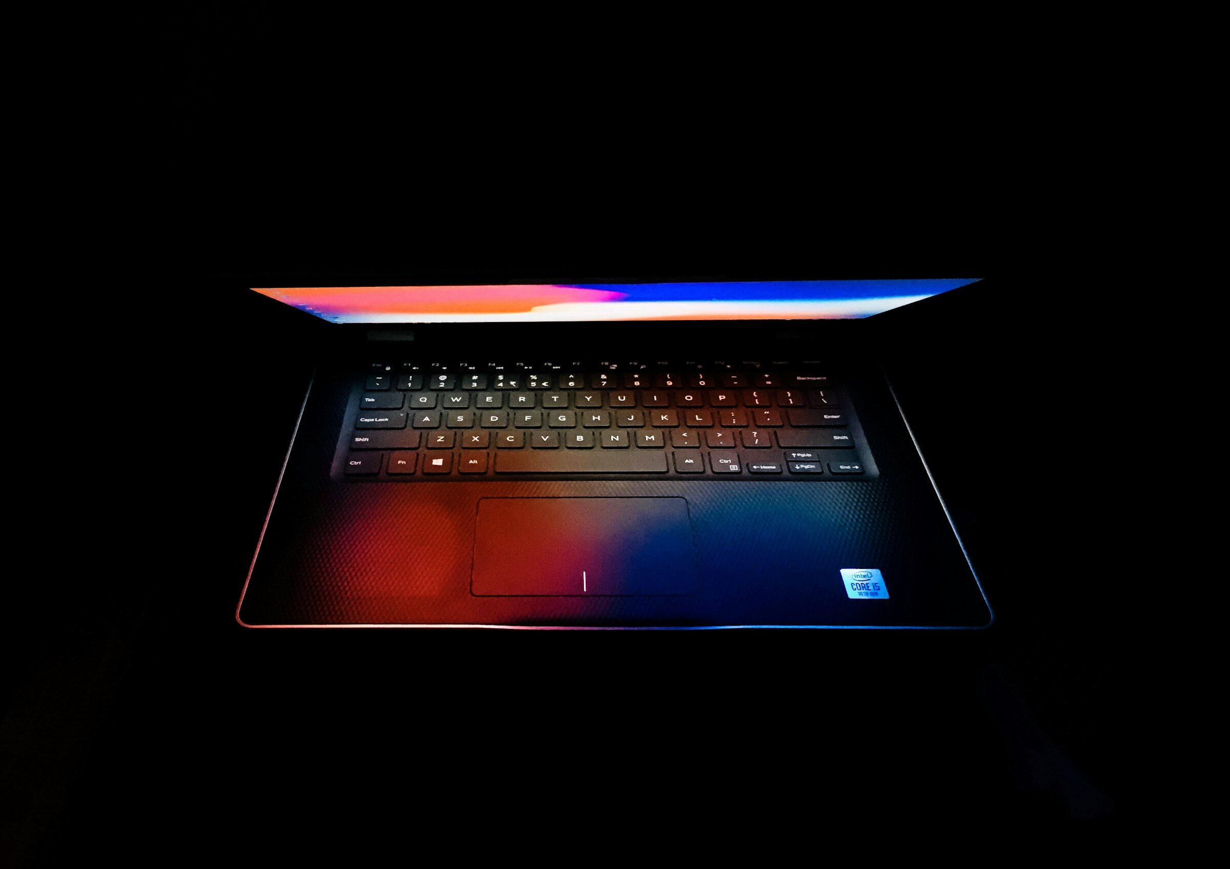 A black and blue laptop