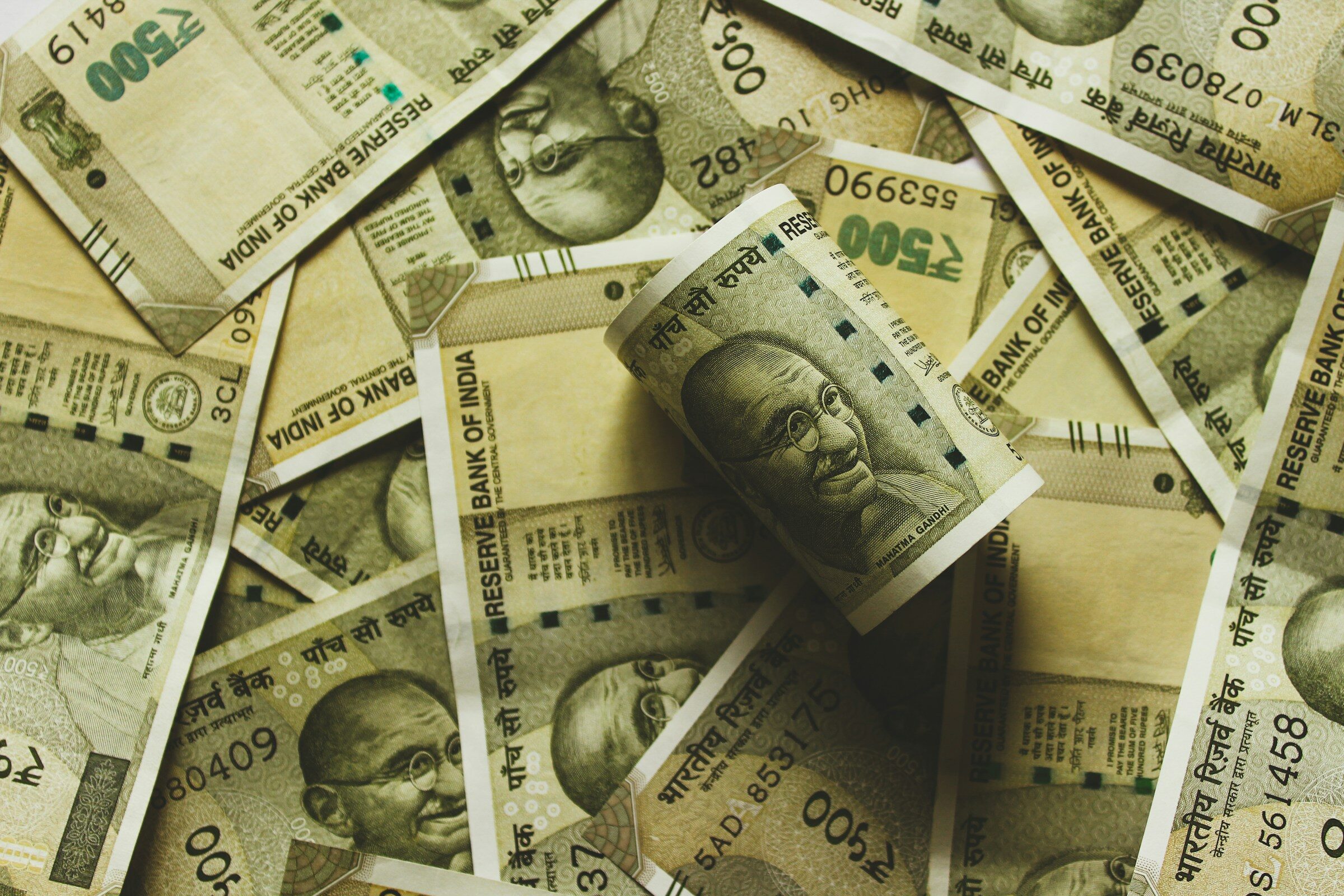 Indian rupee banknotes, close up