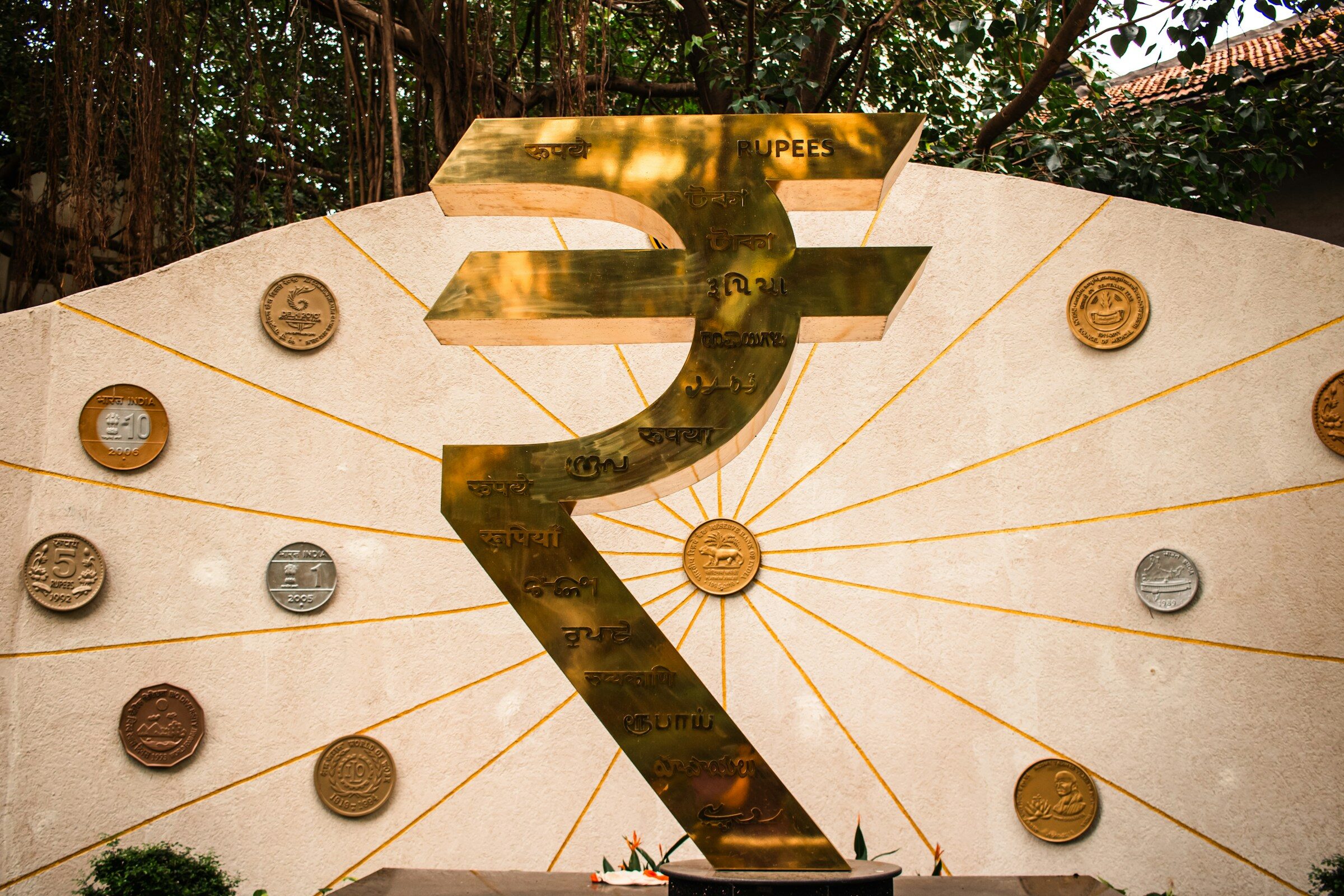A large Indian rupee symbol