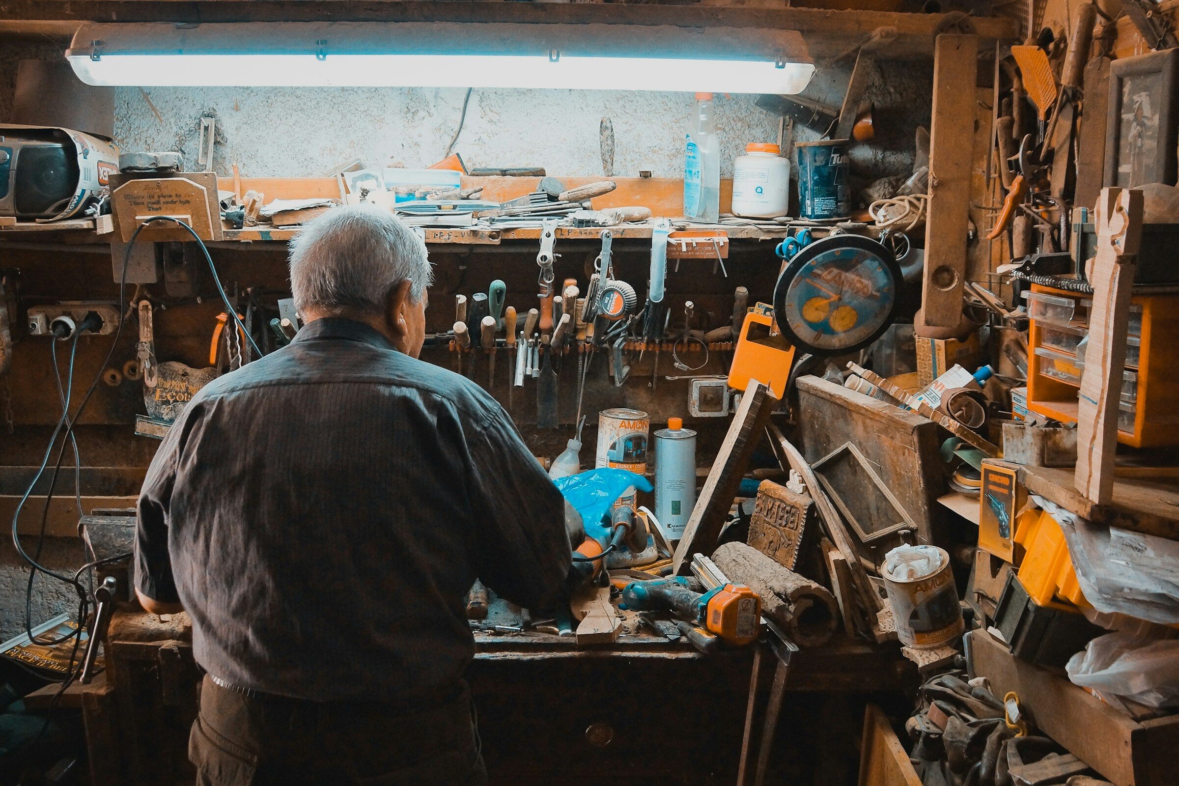 Working at the bench in a small production business