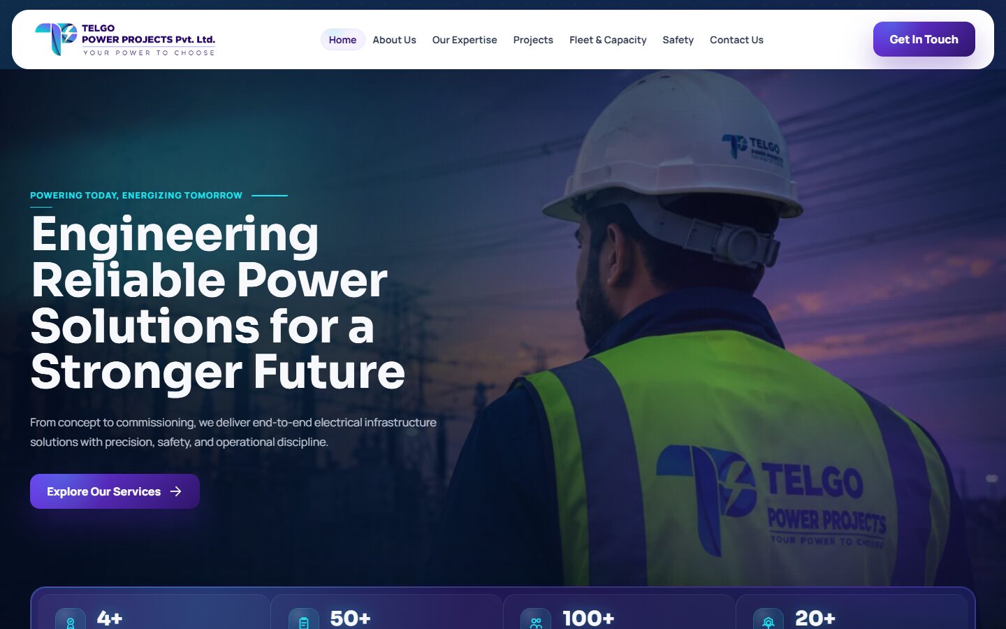 The Telgo Power Projects website home page