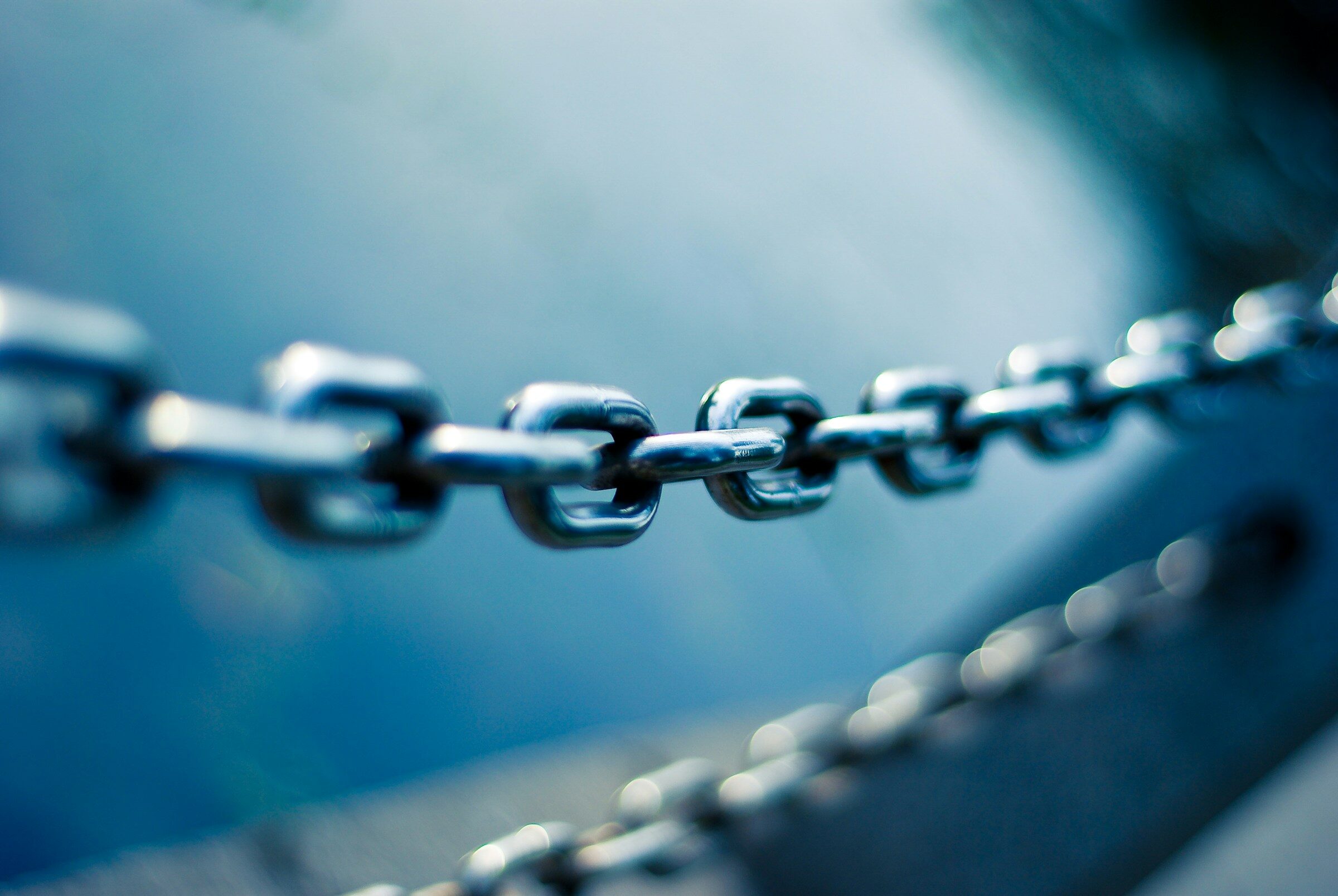 A steel chain in close focus