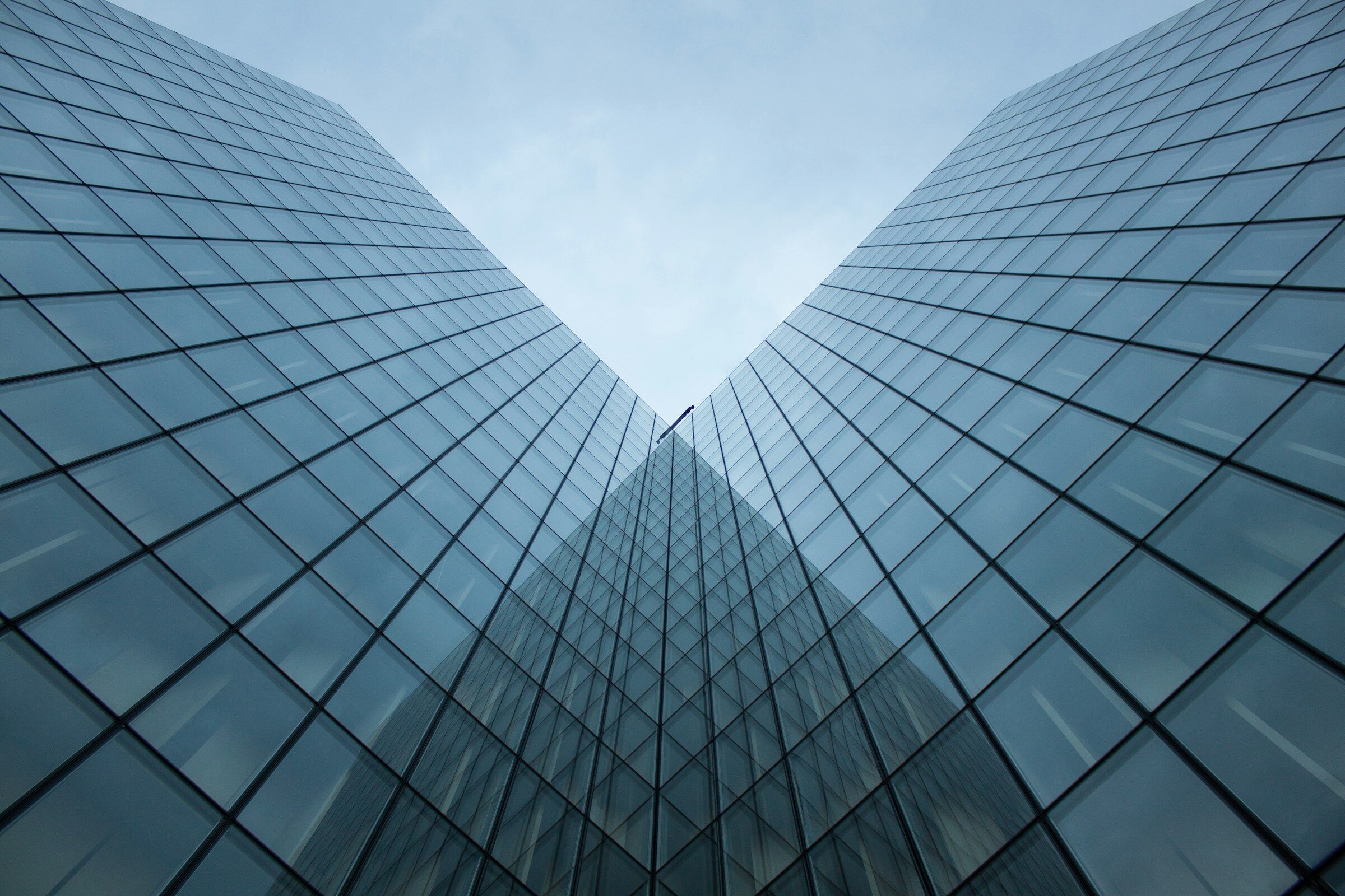Glass towers seen from below