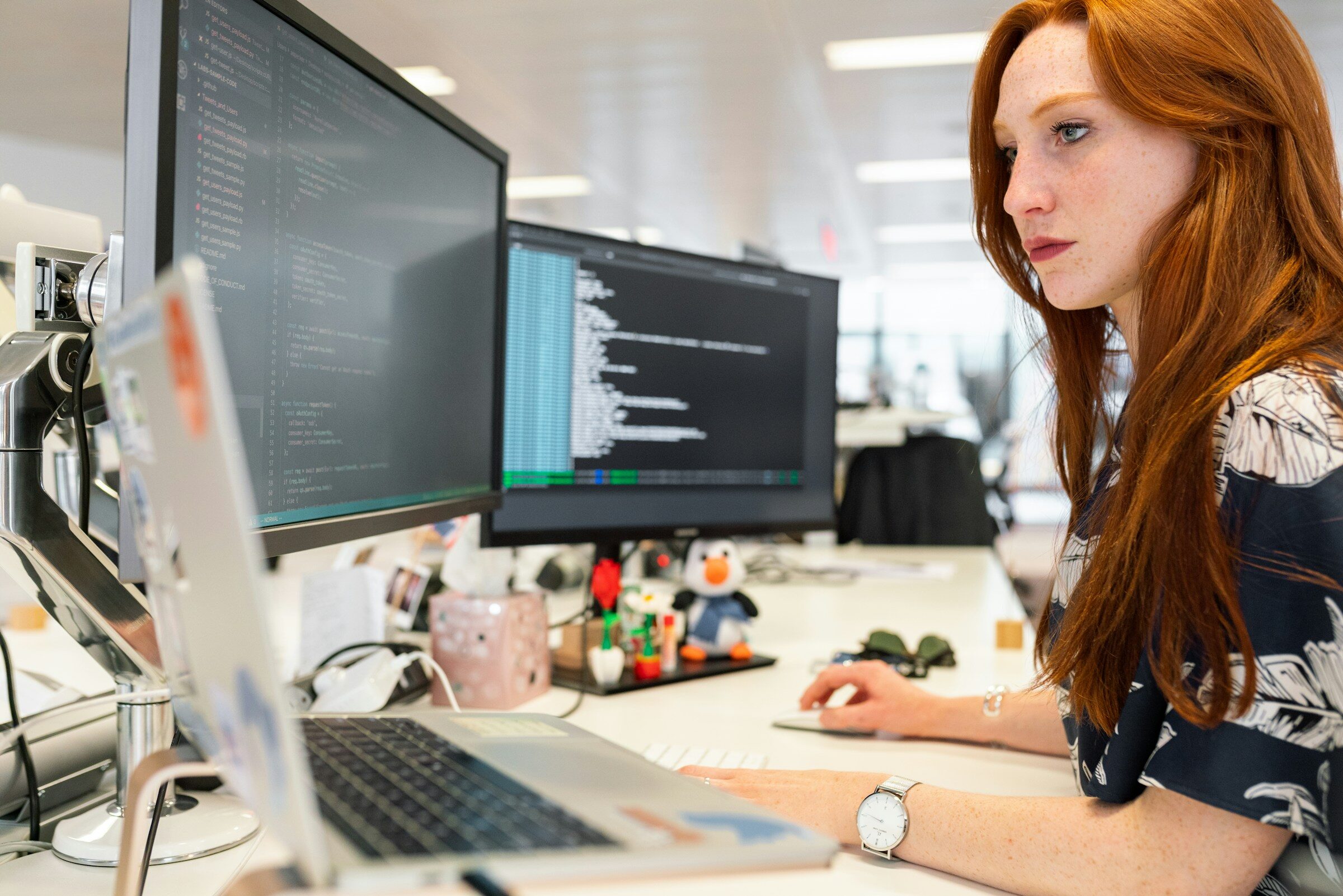 Developer working at a workstation