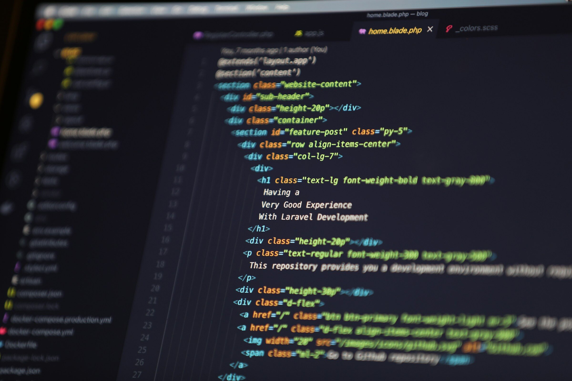 HTML markup for a web build displayed on screen