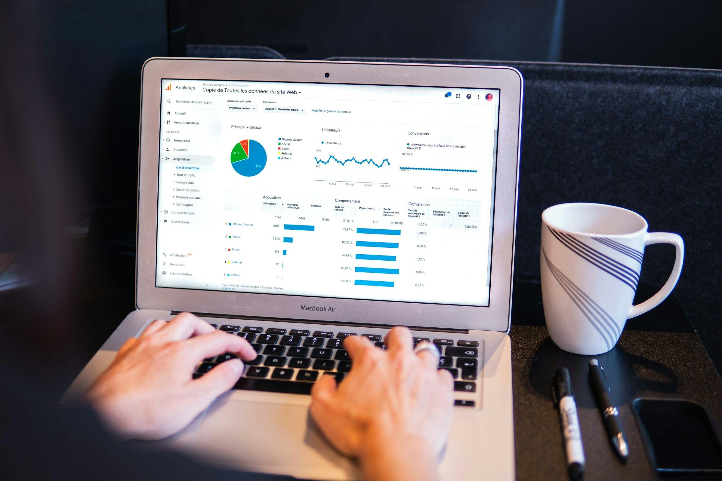 A laptop open on a desk showing an operational report