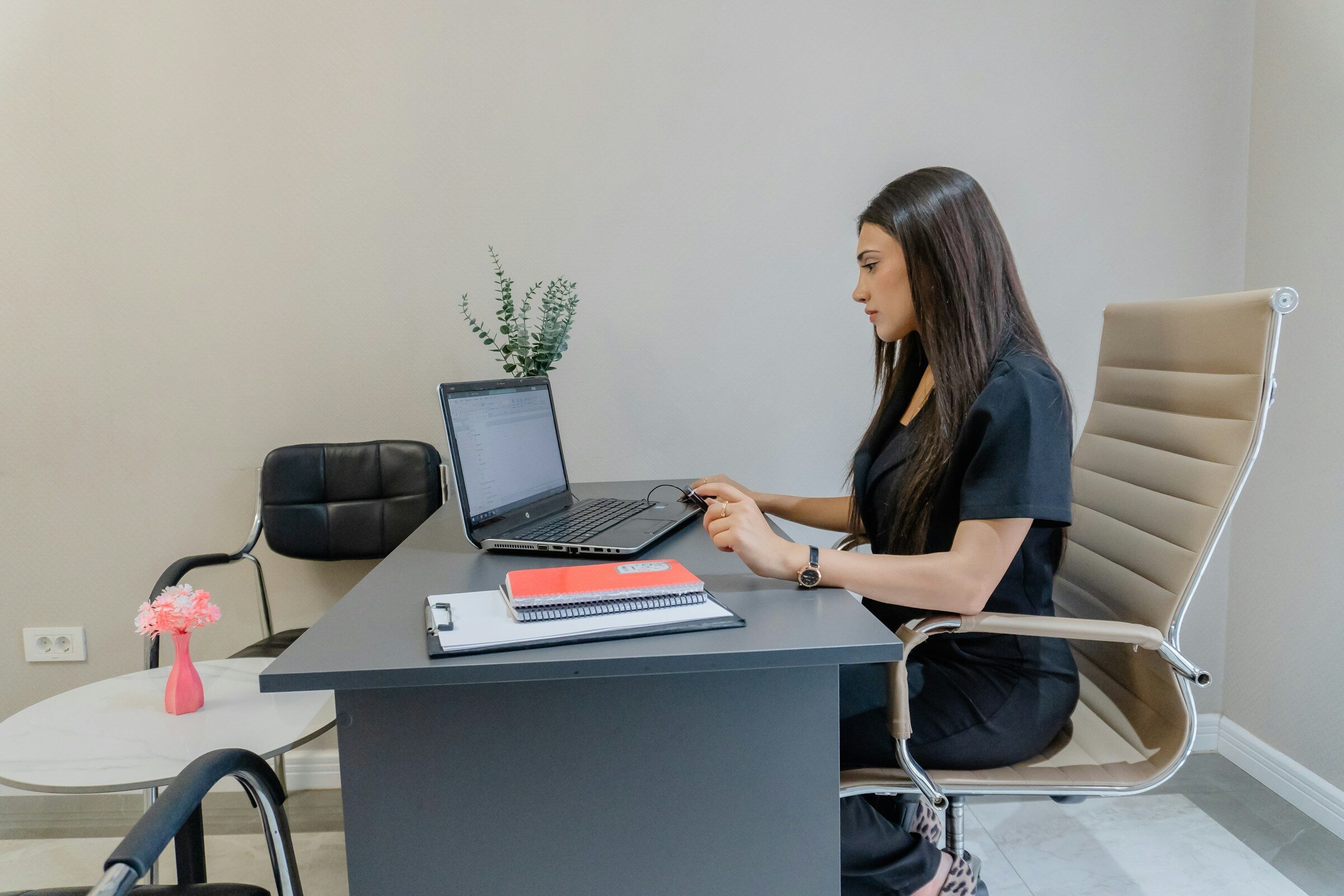 Preparing year-end figures at a desk