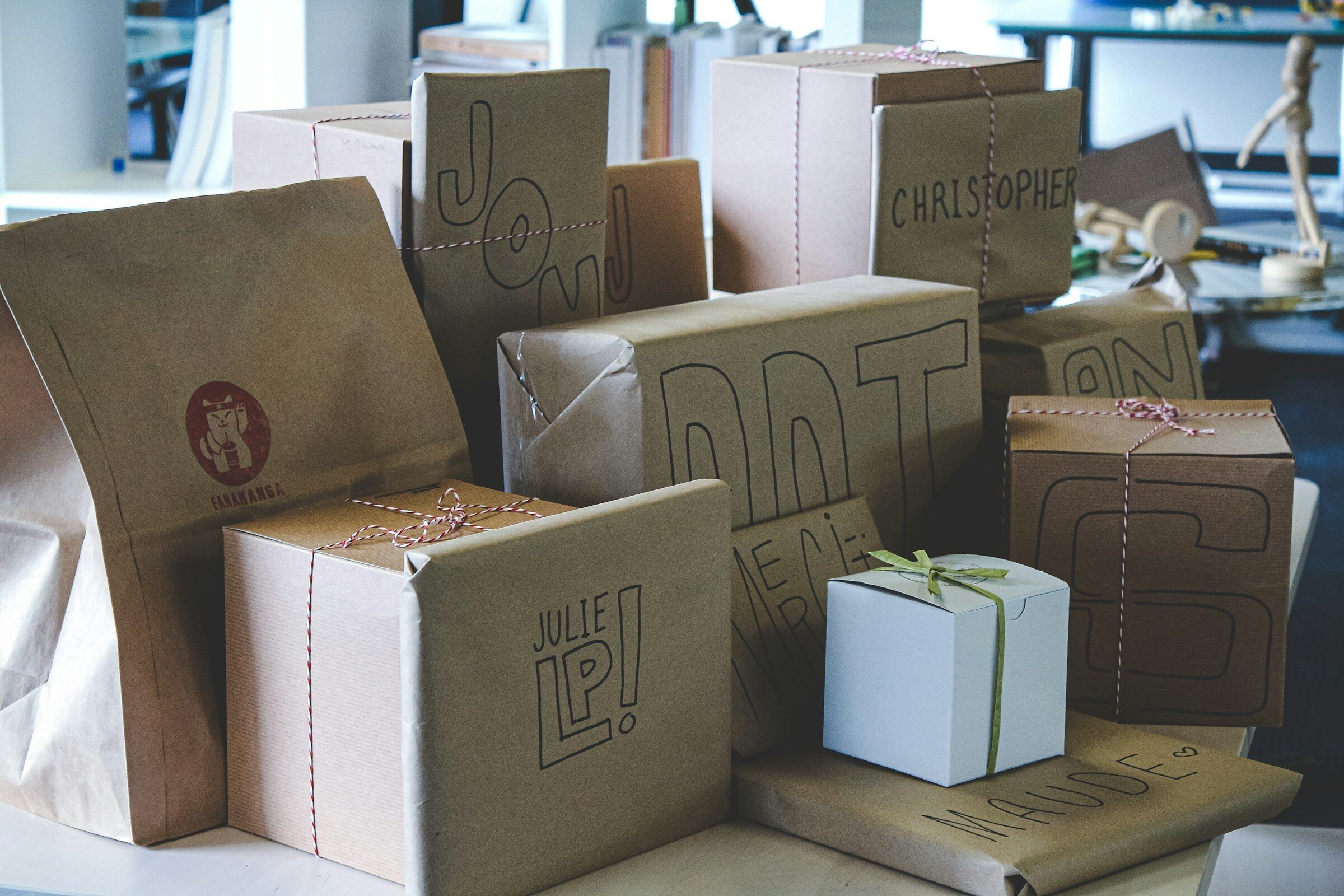 Paper bags packed and ready to go out